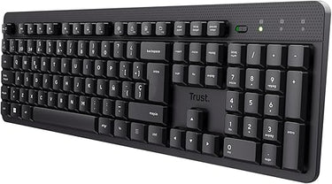 Trust ODY II Teclado Inalámbrico Silencioso QWERTY Español, Teclas de Perfil Bajo, Resistente a los Vertidos, Microrreceptor USB 2.4GHz, Wireless Keyboard para Windows Mac PC Ordenador Portátil